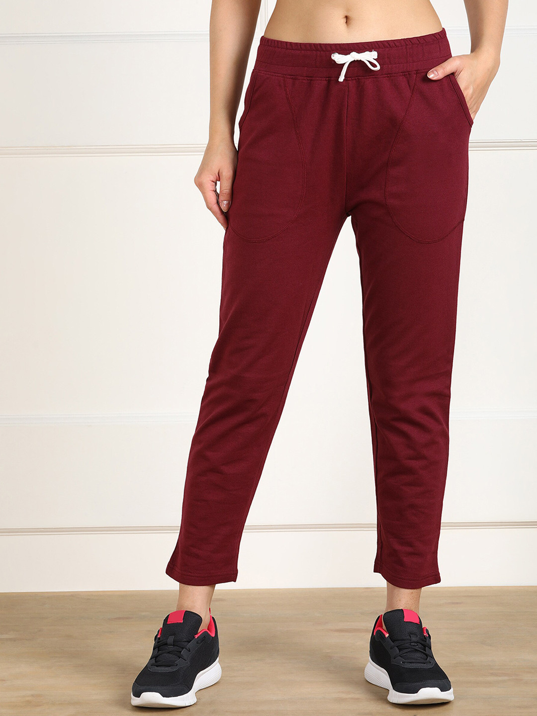 SHARKTRIBE Women Maroon Solid Track Pants