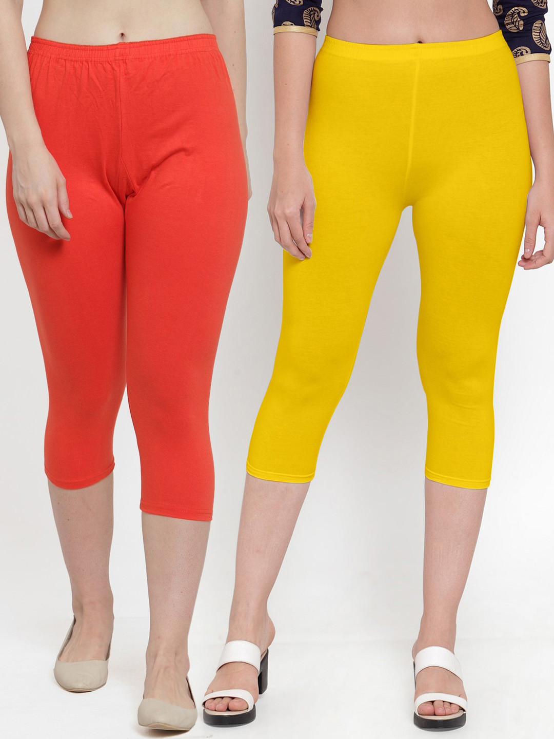 Jinfo Women Yellow & Orange Capris