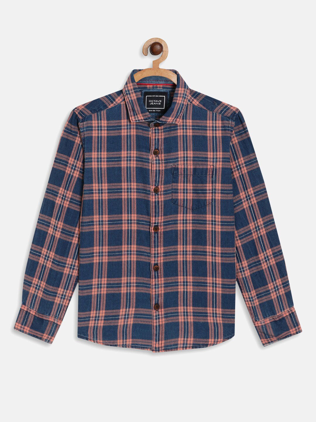 Octave Boys Coral Tartan Checked Casual Shirt