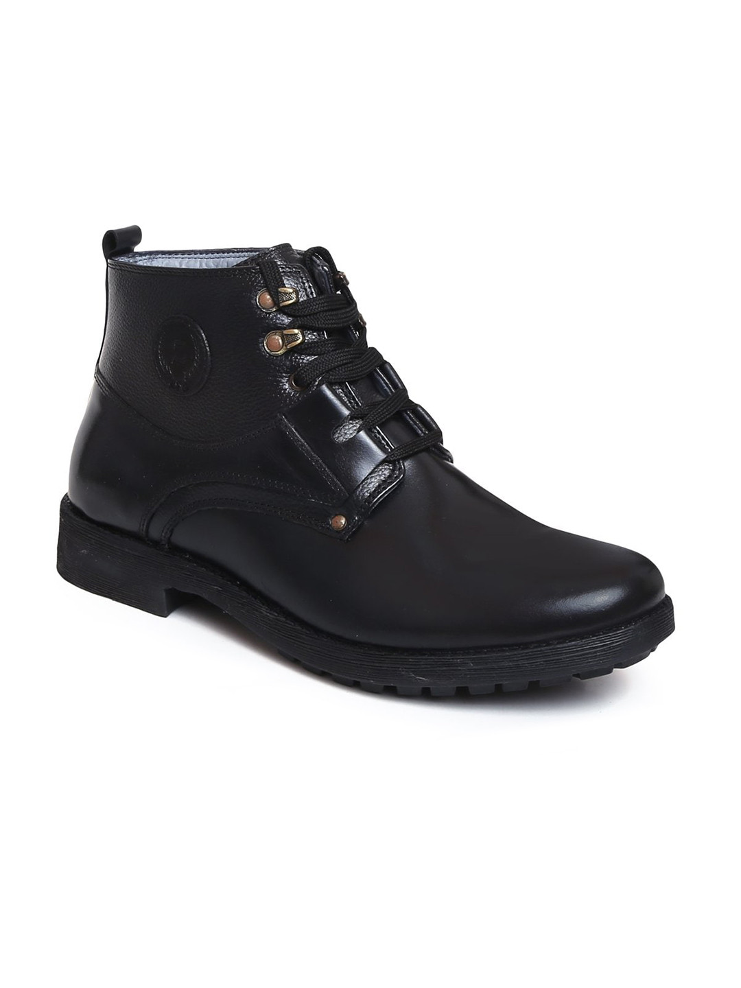 Zoom Shoes Men Black Solid Leather Boots