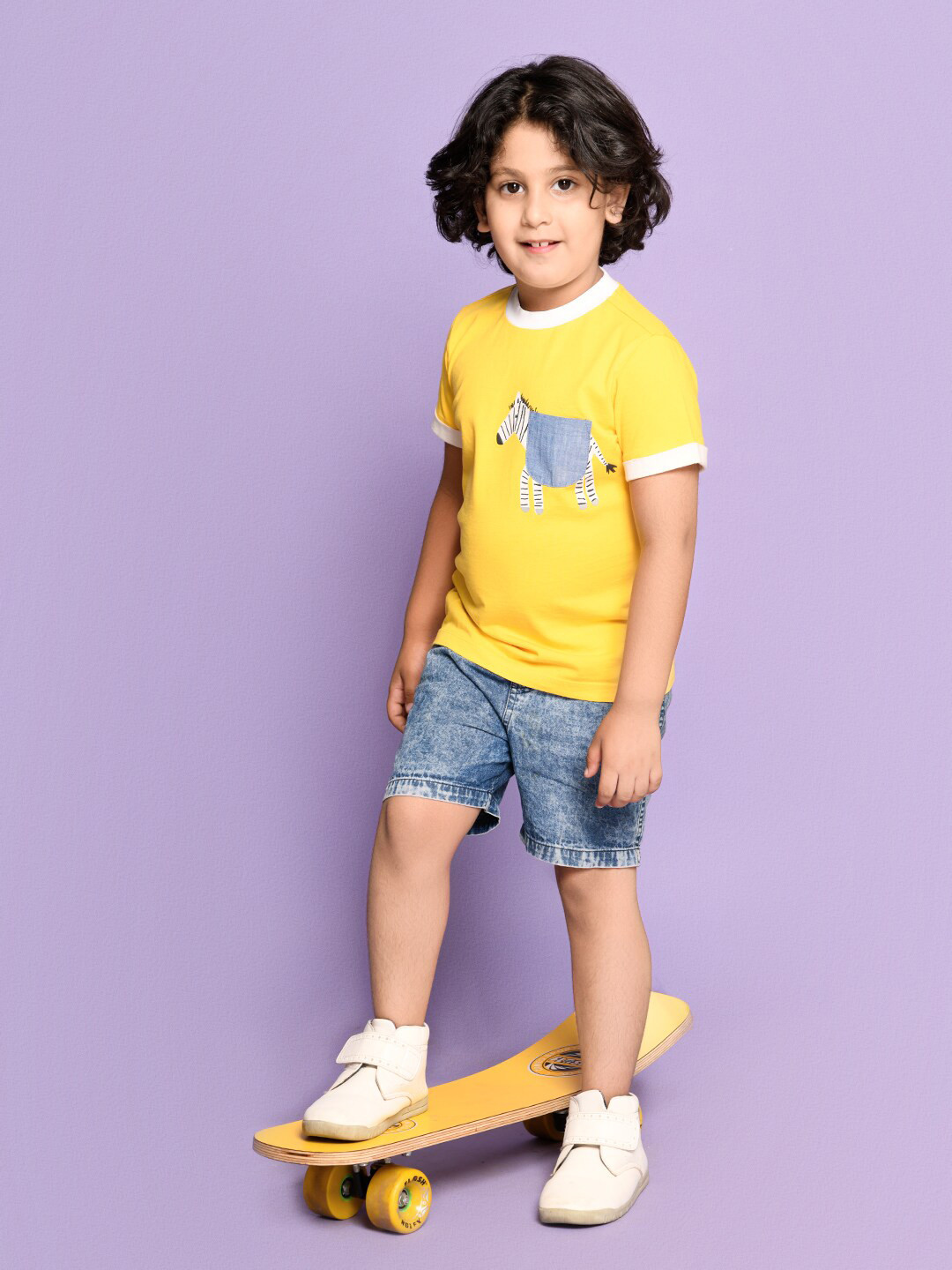 SPUNKIES Boys Yellow Printed Organic Cotton T-shirt