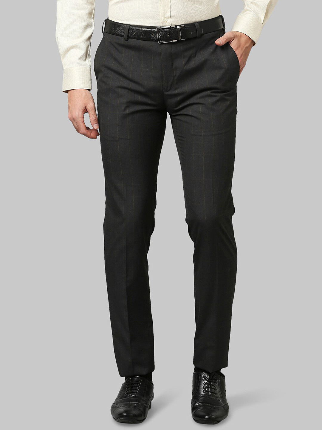 Raymond Men Grey Solid Slim-Fit Formal Trouser