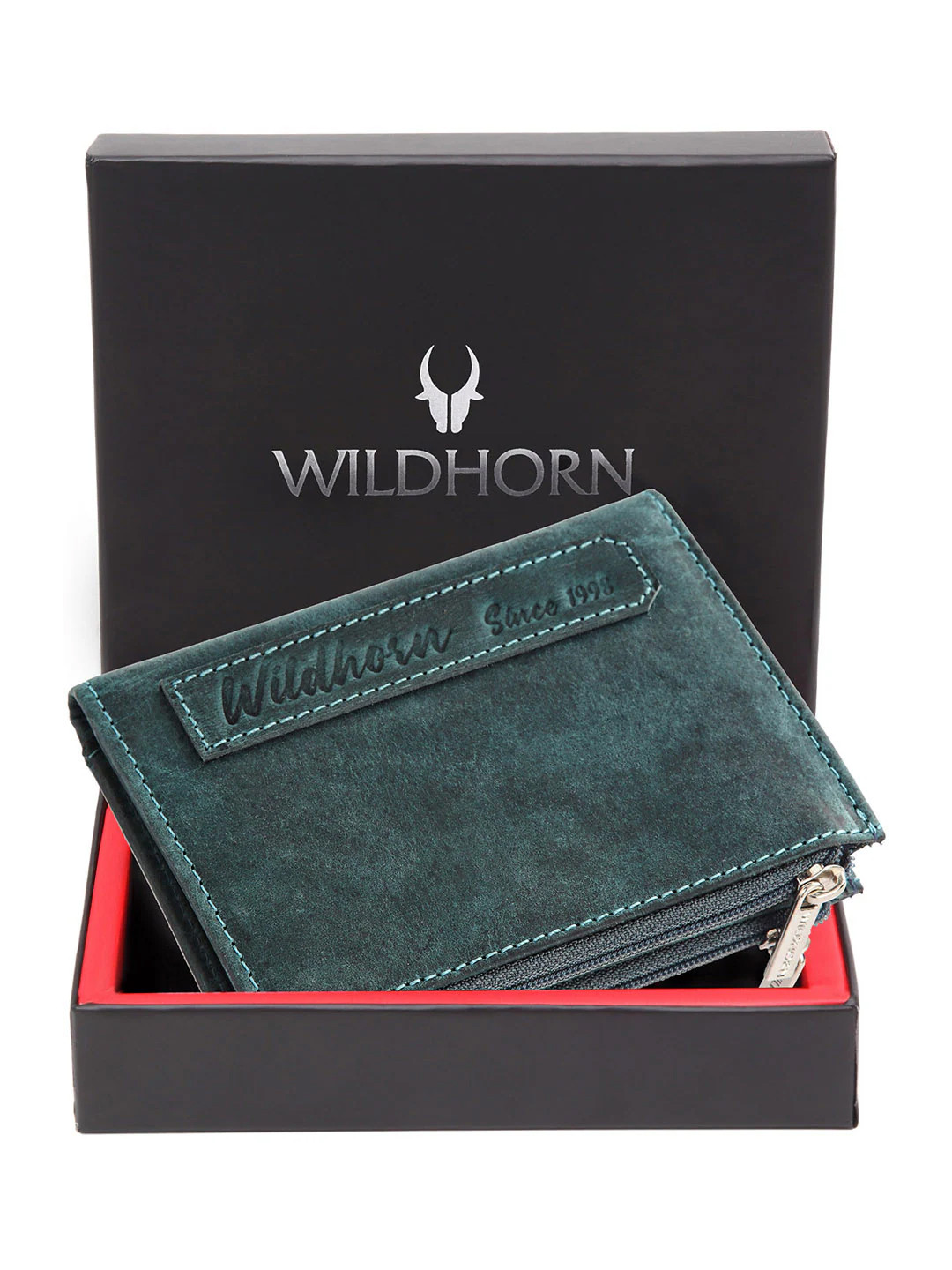 WildHorn Men Blue Abstract Textured Leather Two Fold Wallet