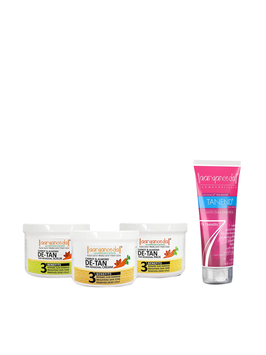 Aryanveda Detan Tan Removal Scrub, Cream And Face Pack With Tanend Face Wash, 660gm