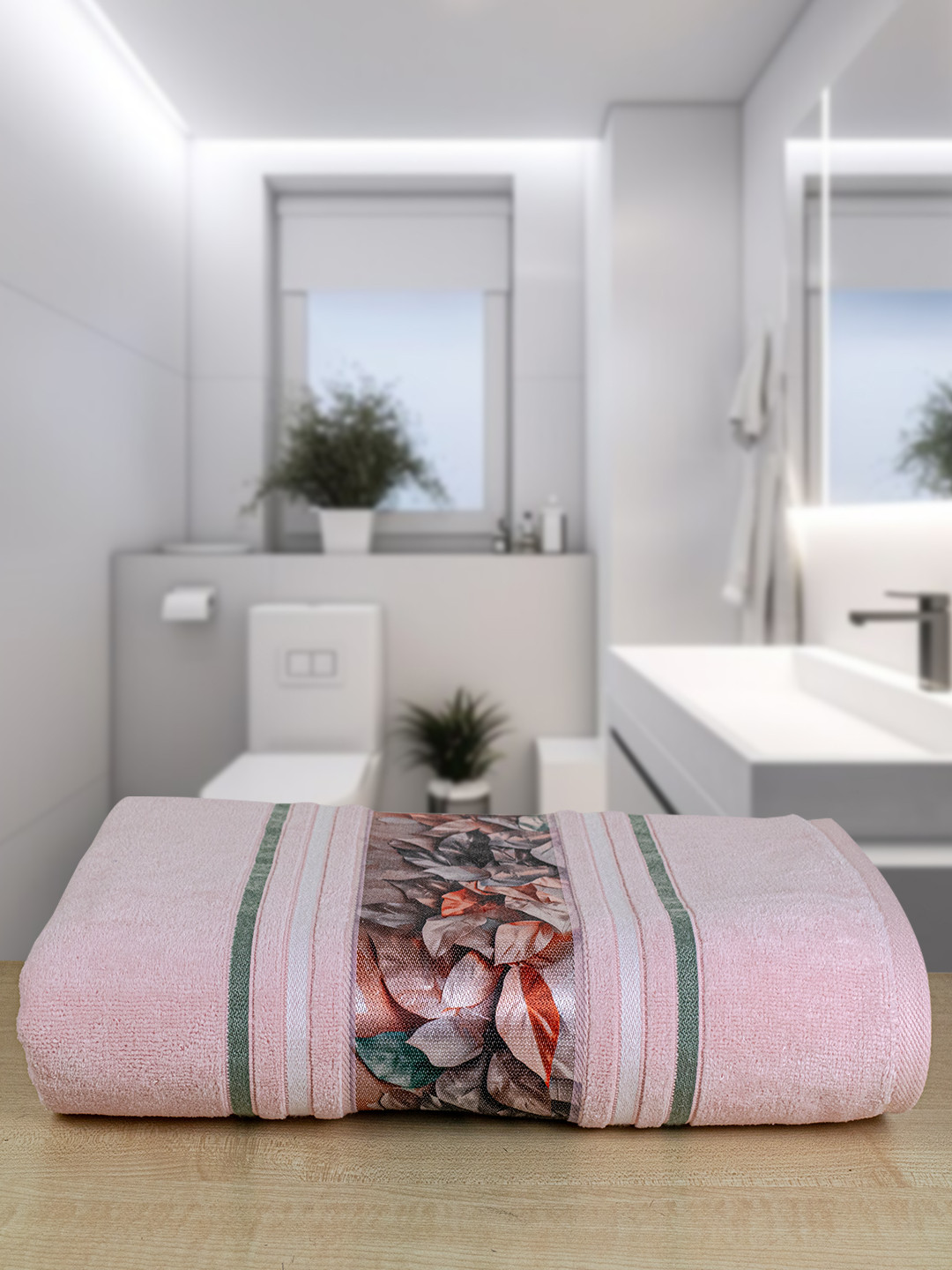 RANGOLI Peach Solid 450 GSM Pure Cotton Bath Towels