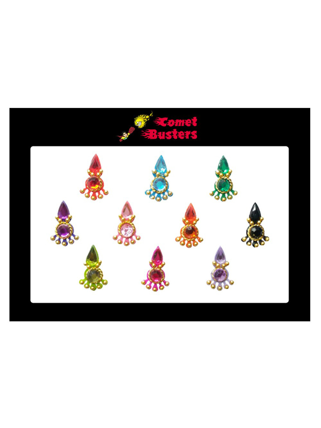 Comet Busters 10 Pcs Multicoloured Stone Studded Bindi
