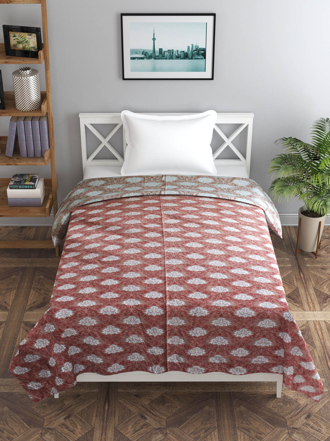 Trance home Linen Royal Peach Cream 210 GSM Pure Cotton Reversible Single Bed Size Dohar