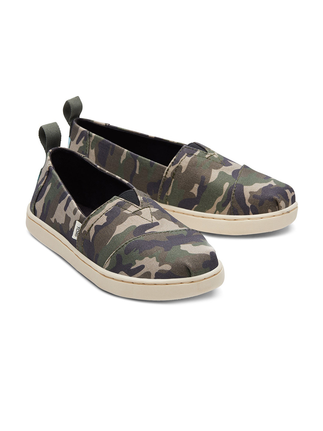 TOMS Boys Grey Printed Canvas Lightweight Slip-On Sneakers