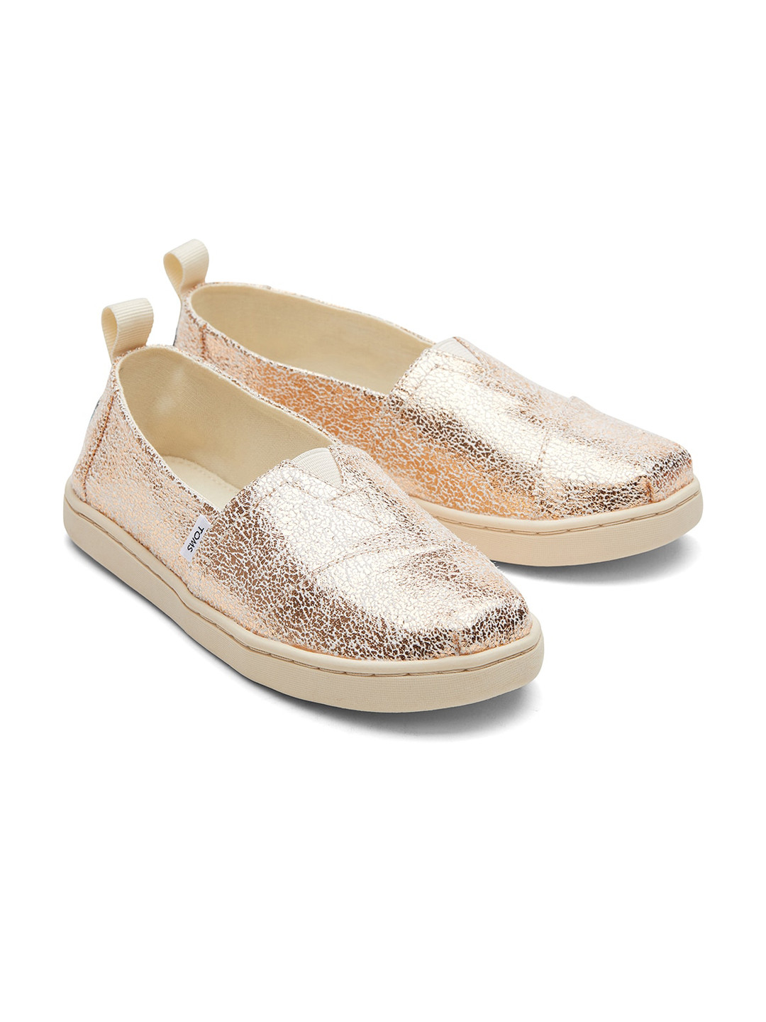 TOMS Girls Gold-Toned Textured Espadrilles
