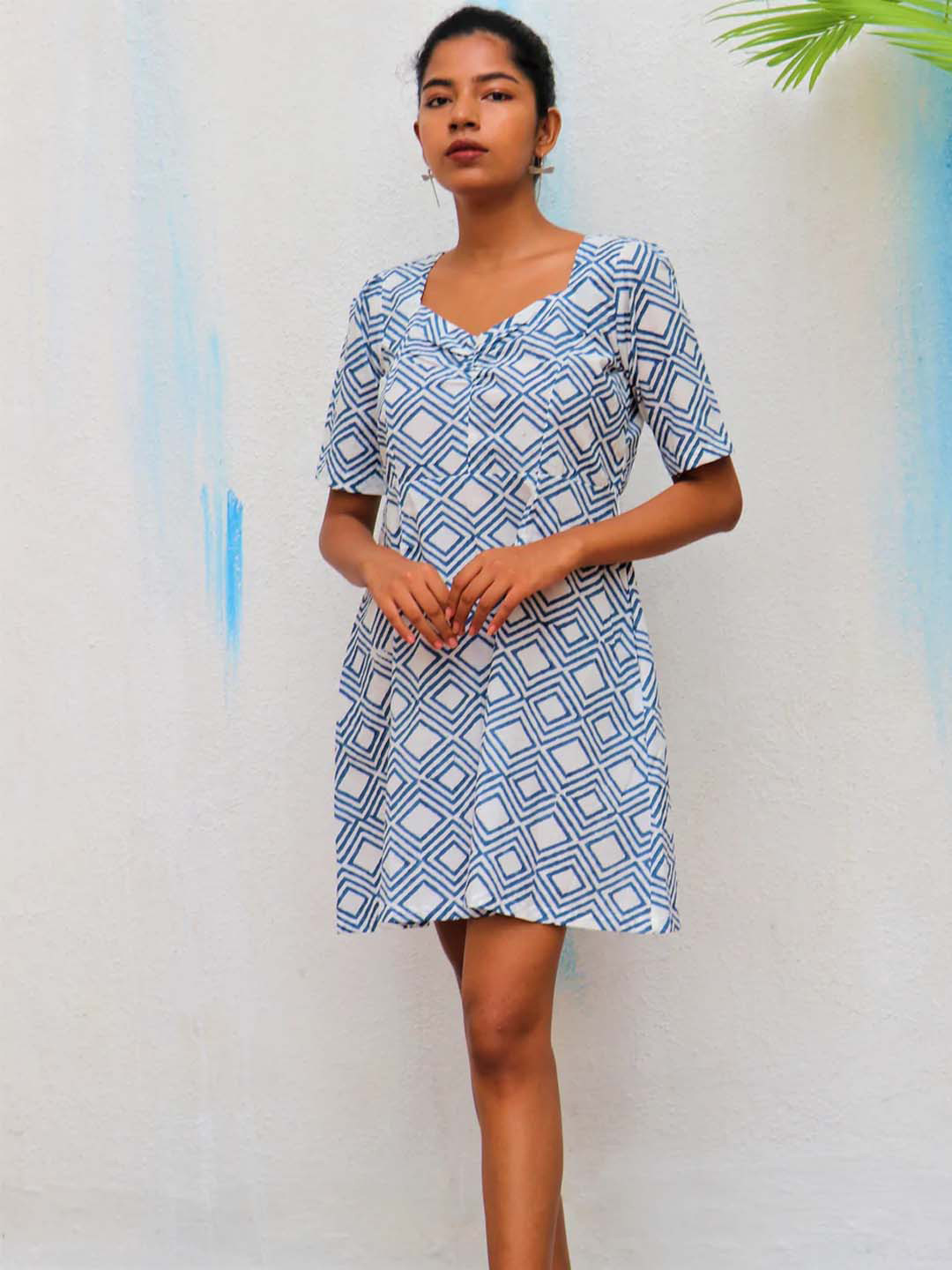 Chidiyaa Women White A-Line Cotton Dress