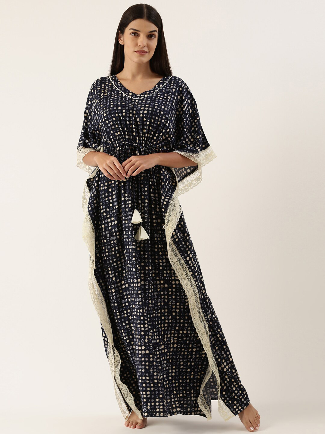 Bannos Swagger Blue Printed Maxi Nightdress