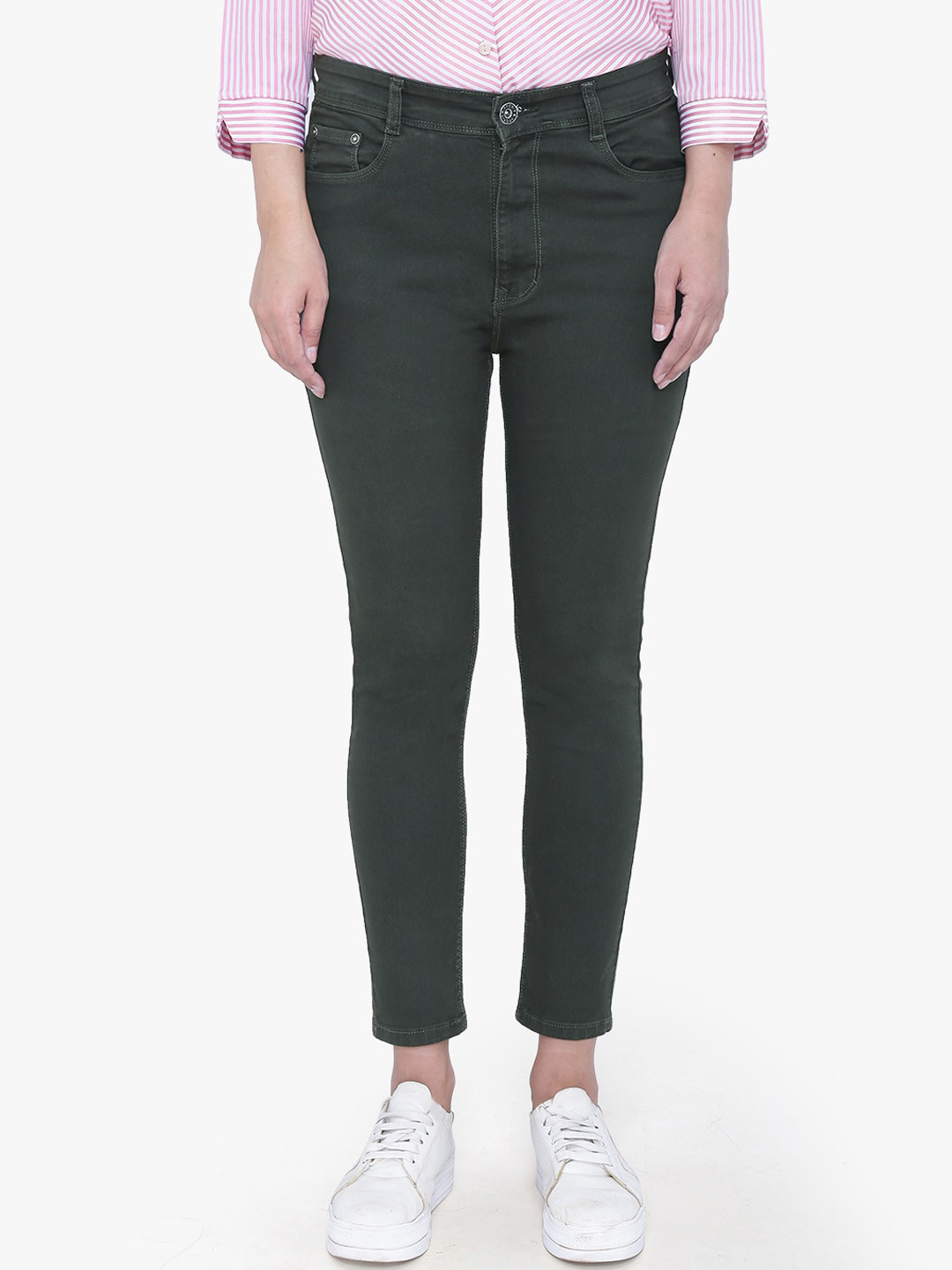 FCK-3 Women Olive Green Jean High-Rise Stretchable Jeans