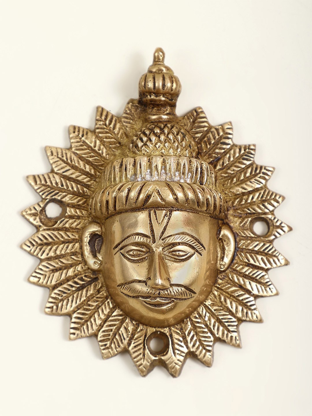 Exotic India Small Brass Surya Dev Wall Hanging