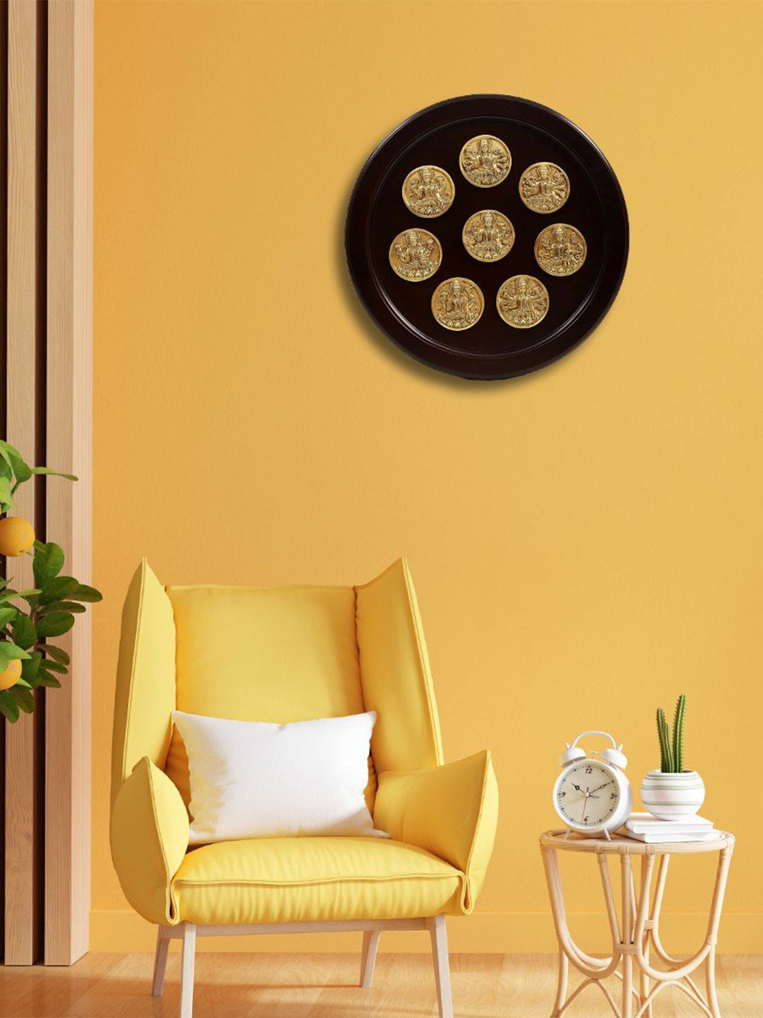 Exotic India Ashtalakshmi Wall Hanging Brass Antique Spiritual Wall Decor-20.5In