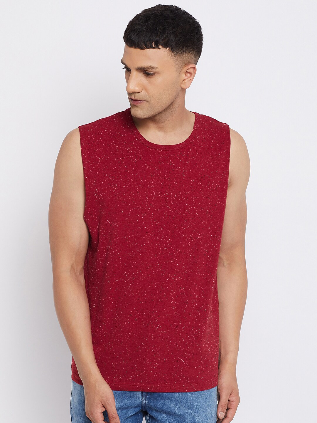 Hypernation Men Maroon Cotton  Muscle T-shirt