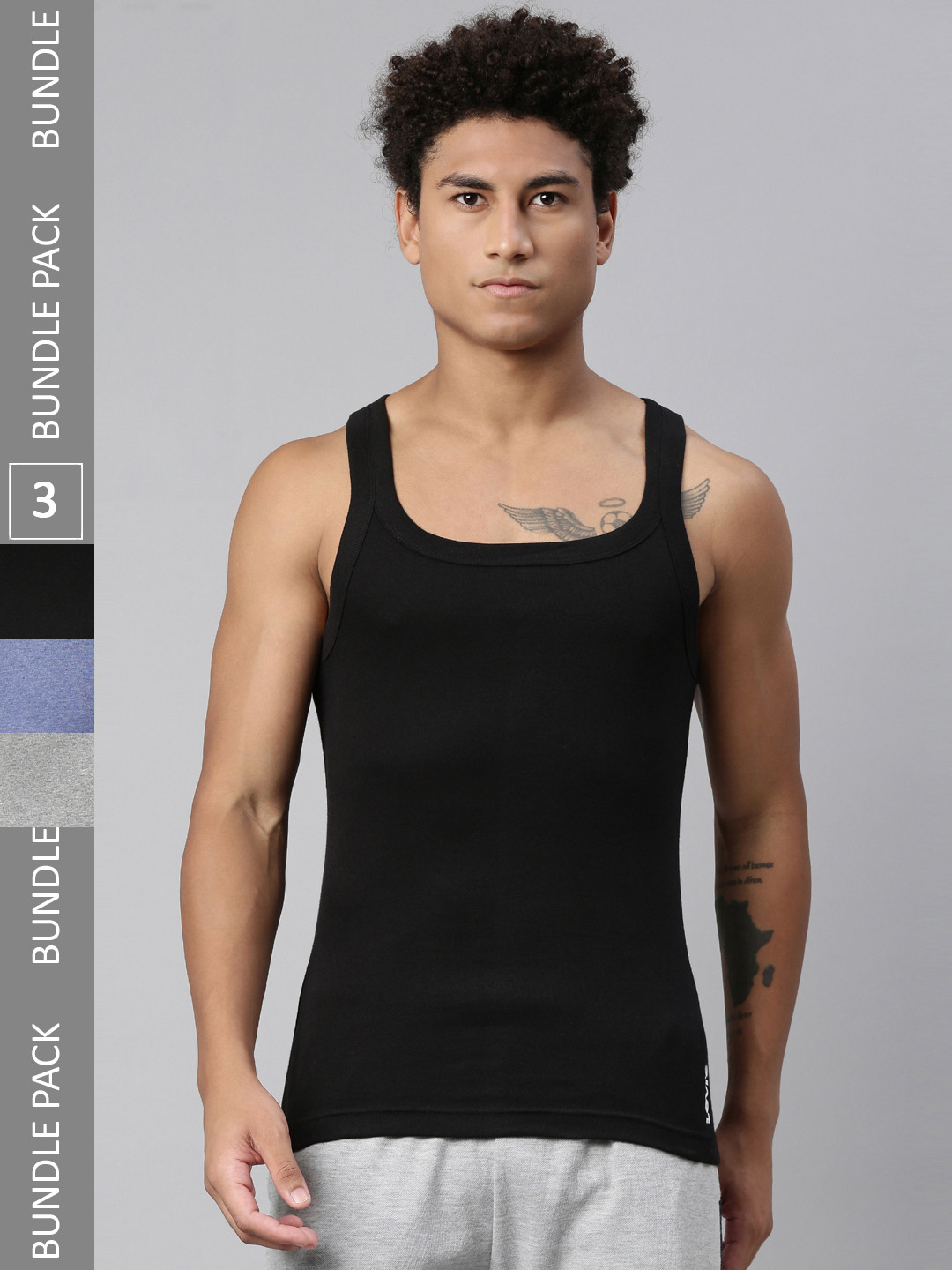 Levis Men Pack of 3 Solid Square Neck Sleeveless Pure Cotton Rib Easy Tuck Sports Vest