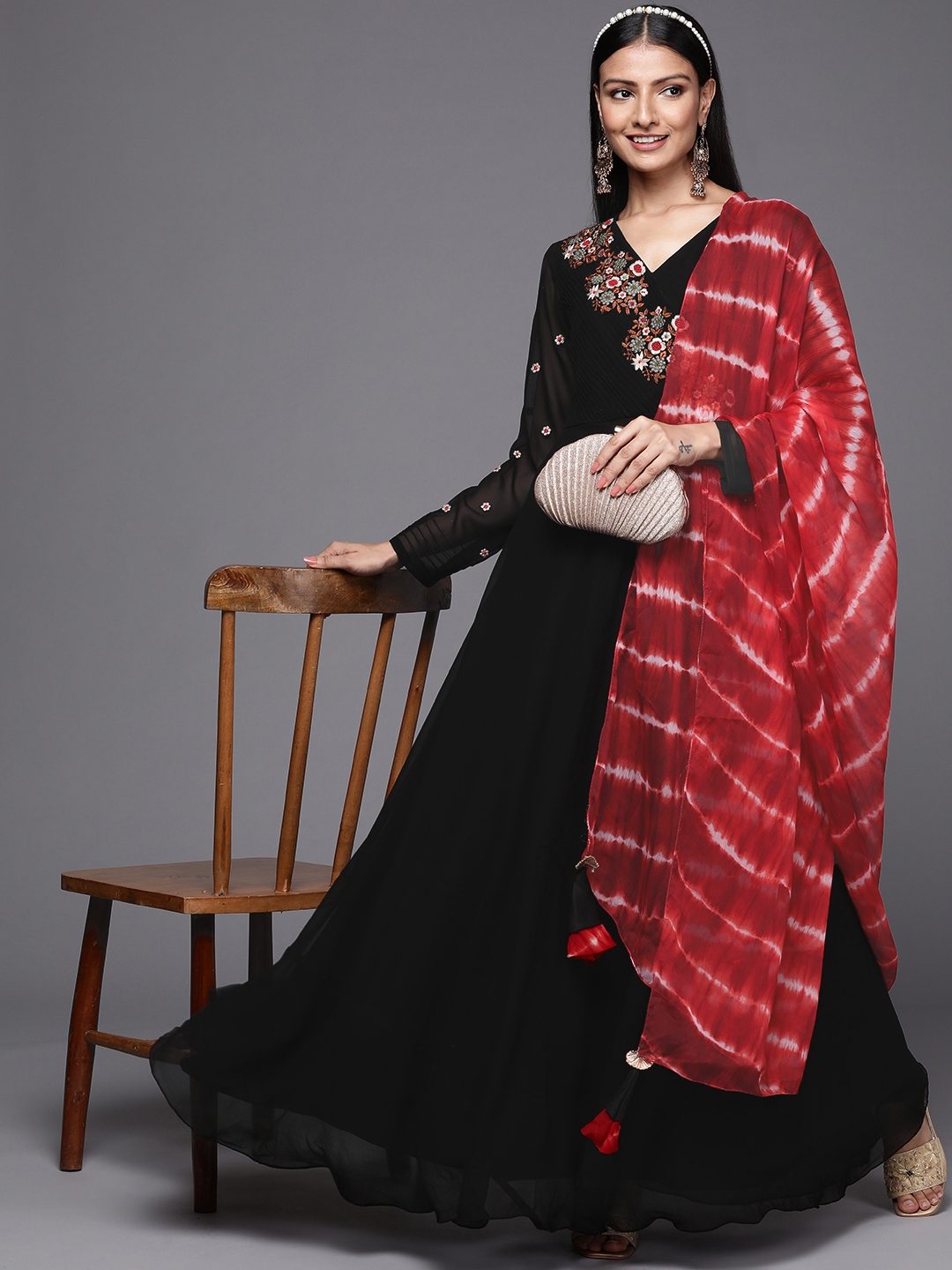 Inddus black anarkali hot sale