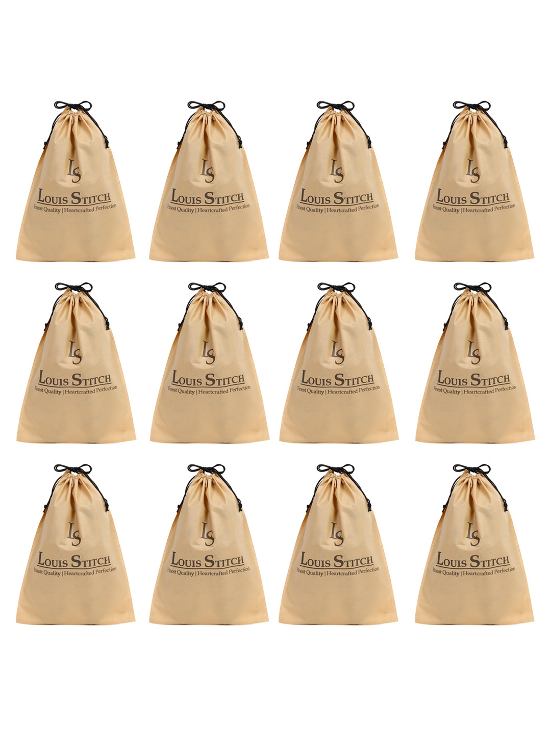 LOUIS STITCH Men Set Of 12 Beige Colored Solid Shoe Bag