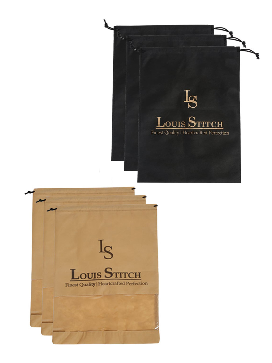 LOUIS STITCH Men Set Of 6 Solid Non-Woven Shoe Bags