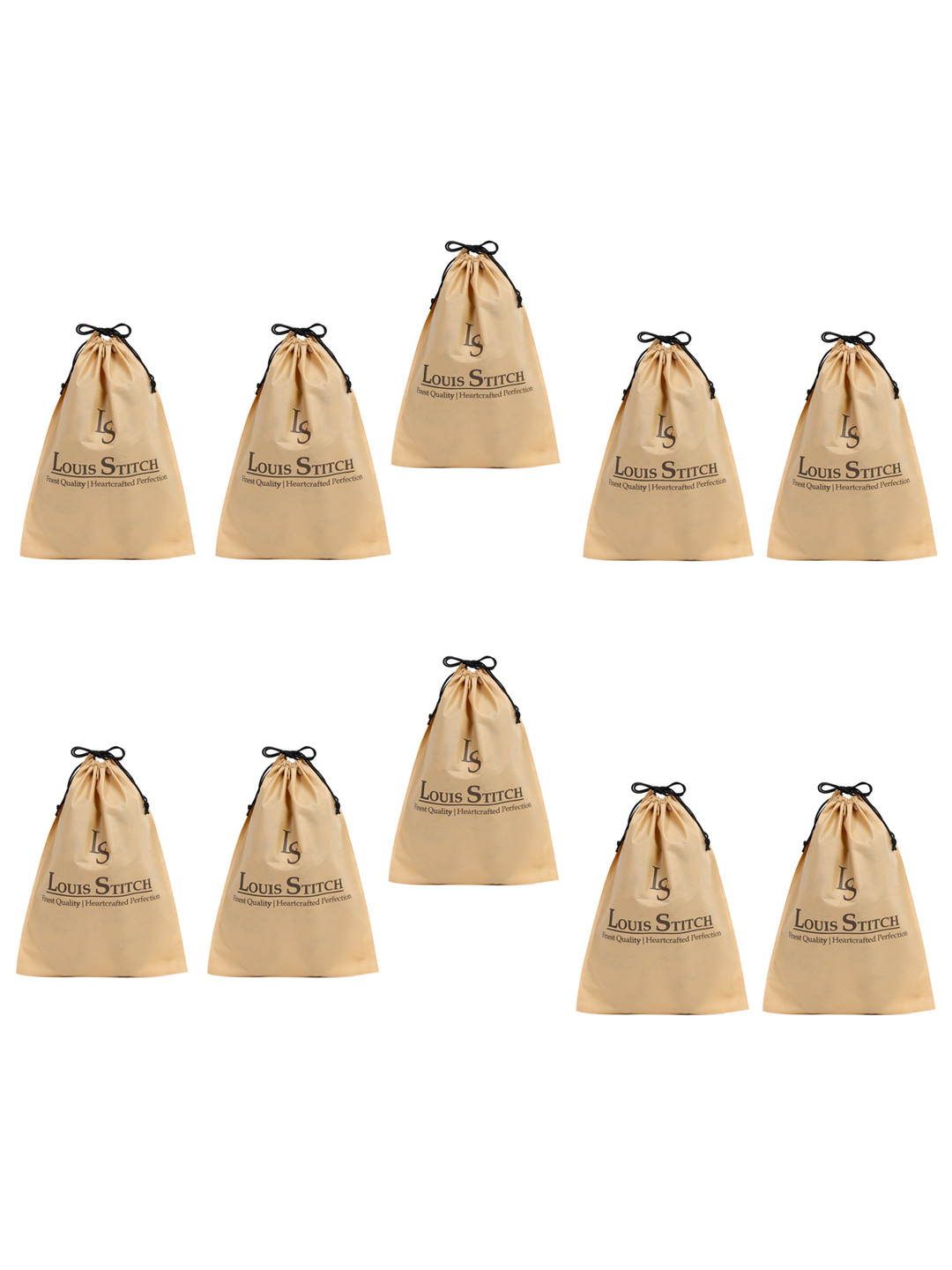 LOUIS STITCH Men Set of 10 Beige Solid Shoe Bags