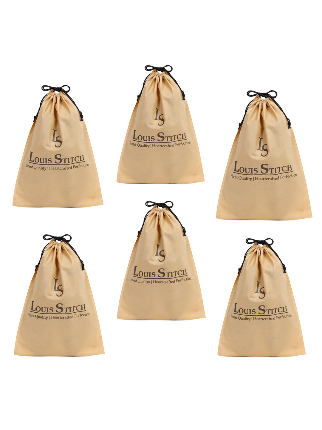 LOUIS STITCH Men Set Of 6 Beige Colored Solid Shoe Bags
