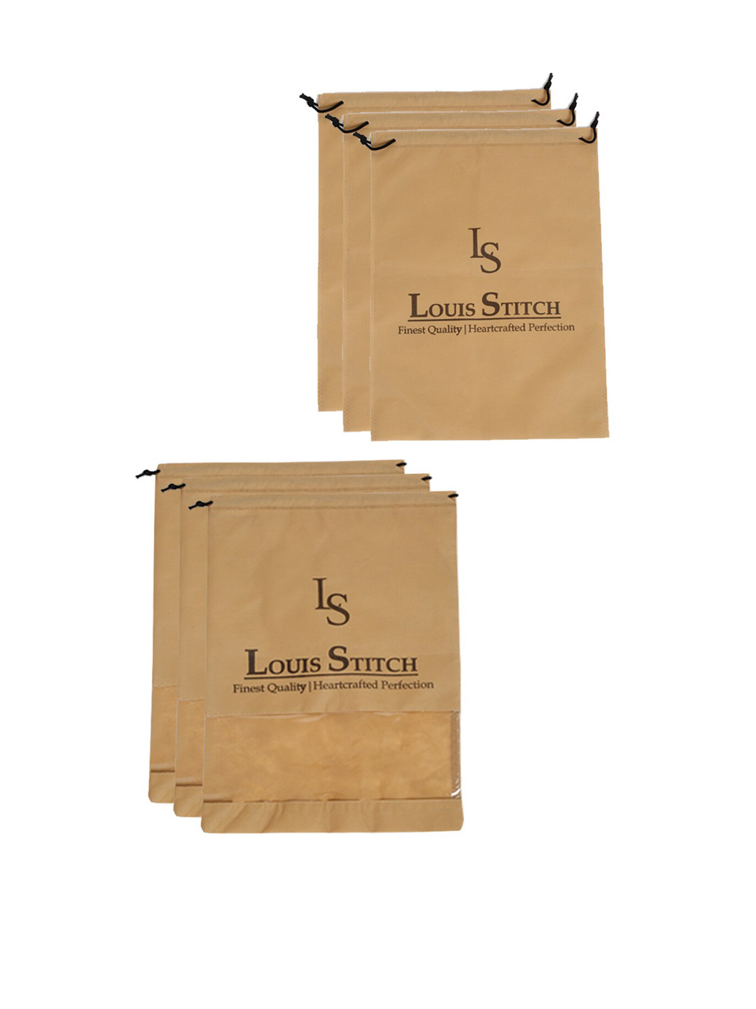 LOUIS STITCH Men Pack Of 6 Beige Solid Non-Woven Shoe Bags