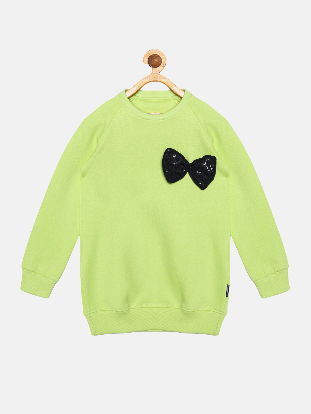 KiddoPanti Girls Yellow With Bow Applique Sweatshirt