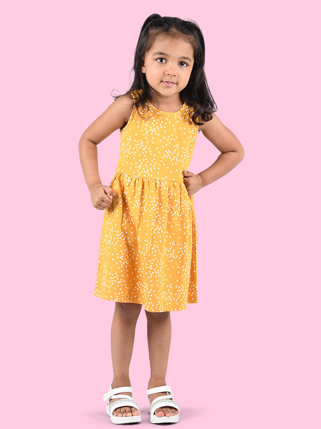 Zalio Girls printed Yellow Dress