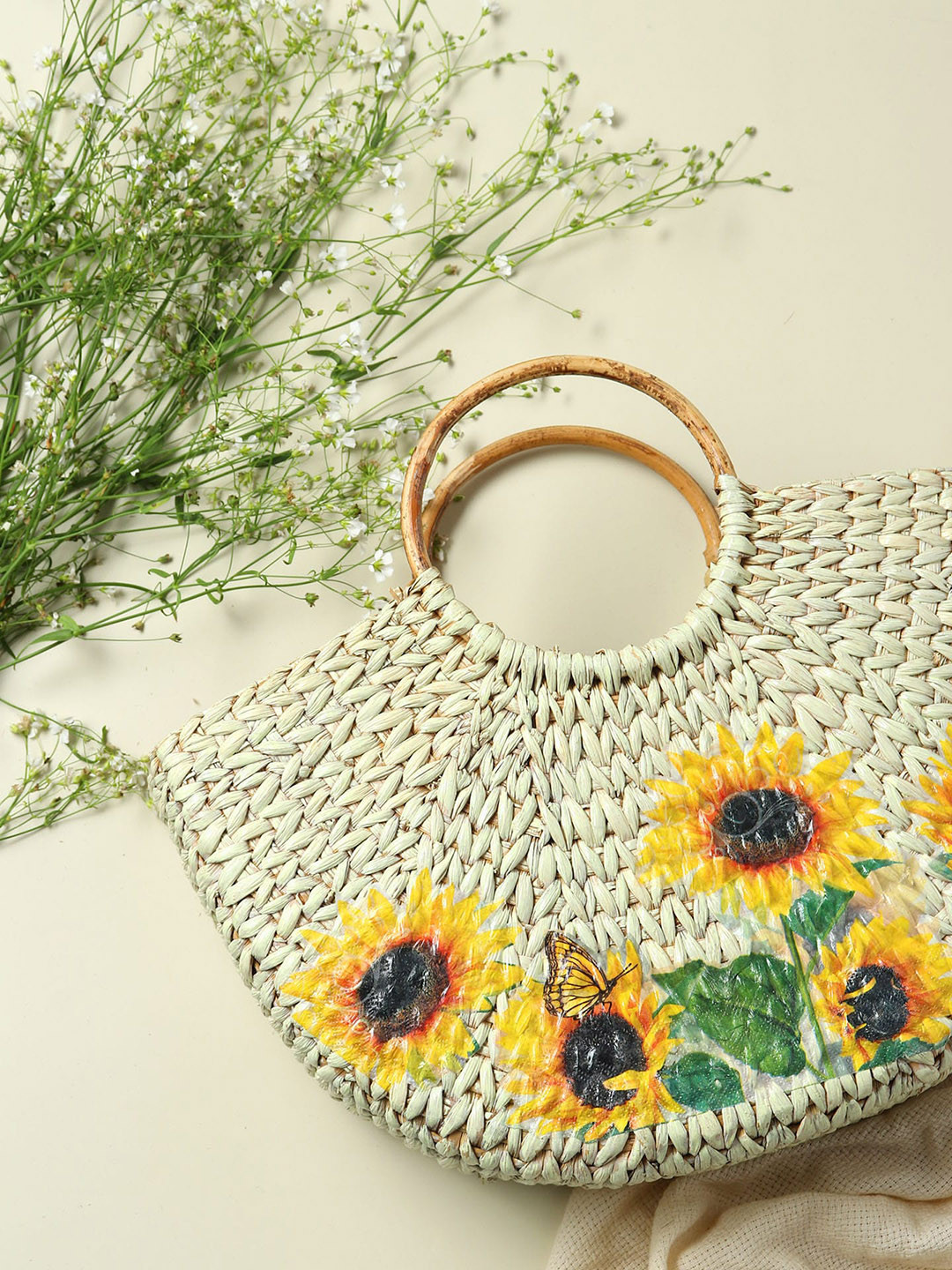 HABERE INDIA Beige Swagger Handheld Bag