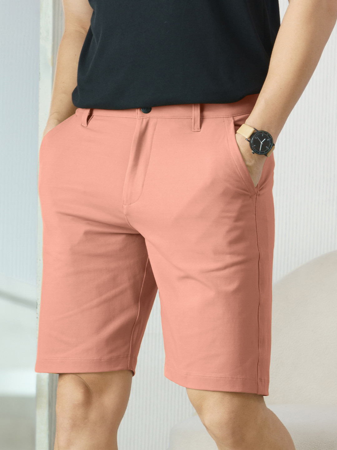 DAMENSCH Men Premium Cotton Regular Fit 4 Way Stretch Chino Shorts