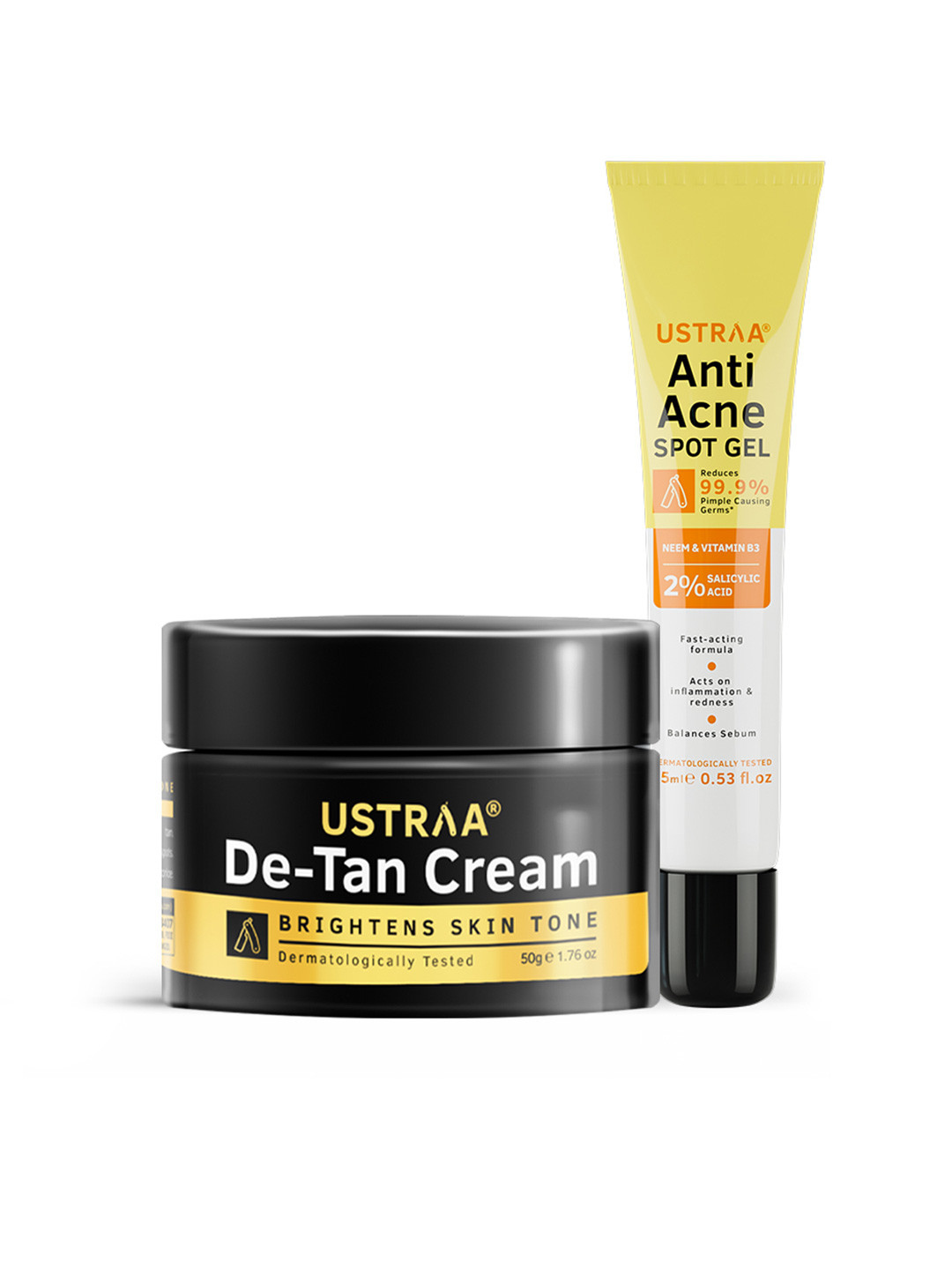 Ustraa Set of Men De-Tan Face Cream 50 g & Oil Free Anti-Acne Spot Gel 15 g