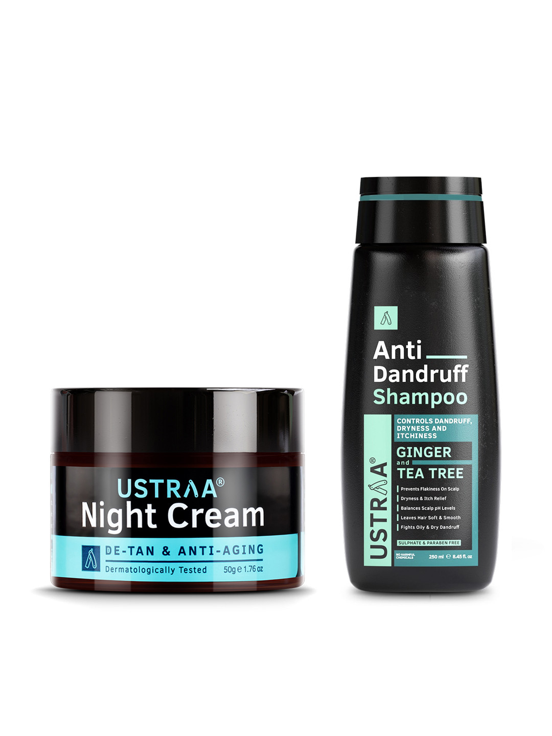 Ustraa Set of Anti Hair Fall Shampoo 250 ml & De-Tan Anti-Aging Night Cream 50 g