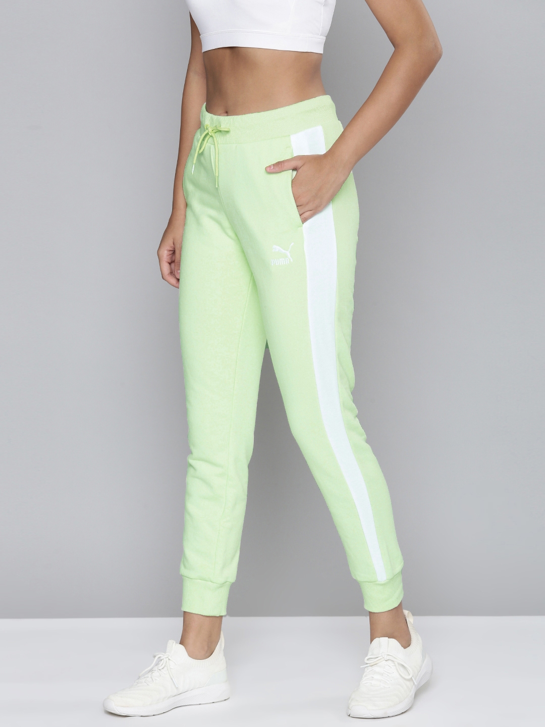 Buy Puma Women Light Green Brand Logo Printed Slim Fit Iconic T7 Sustainable Joggers Track Pants for Women 19527044 Myntra