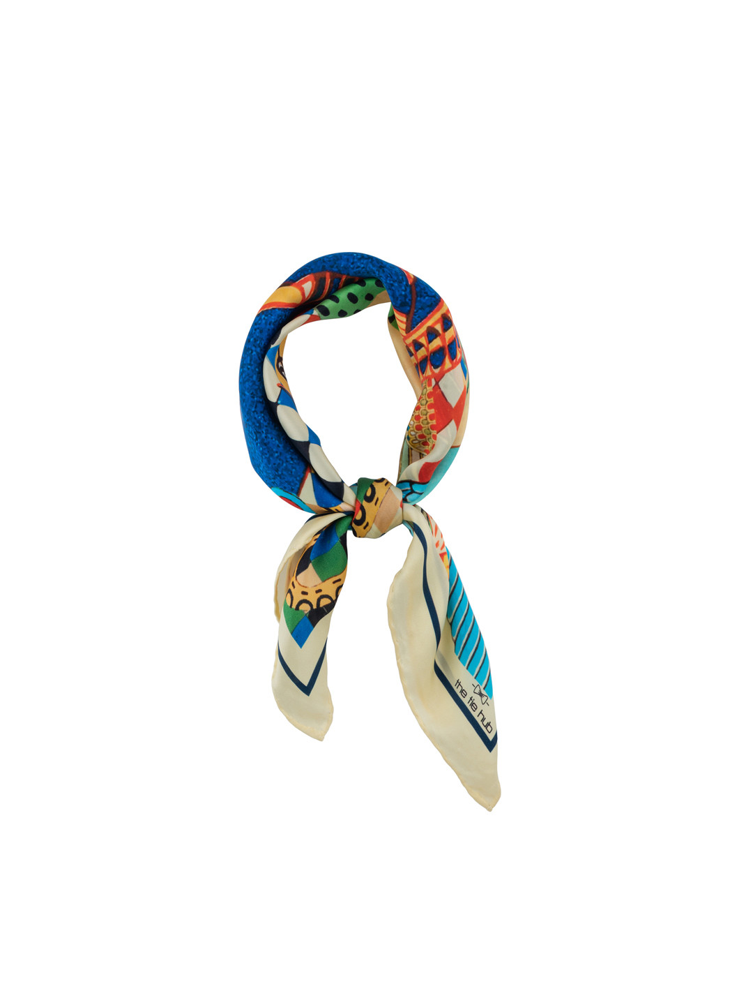 The Tie Hub Men White & Green Printed Scarf