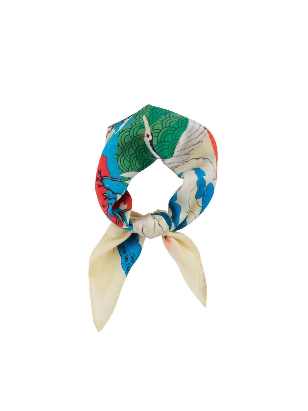 The Tie Hub Men White & Green Printed Scarf