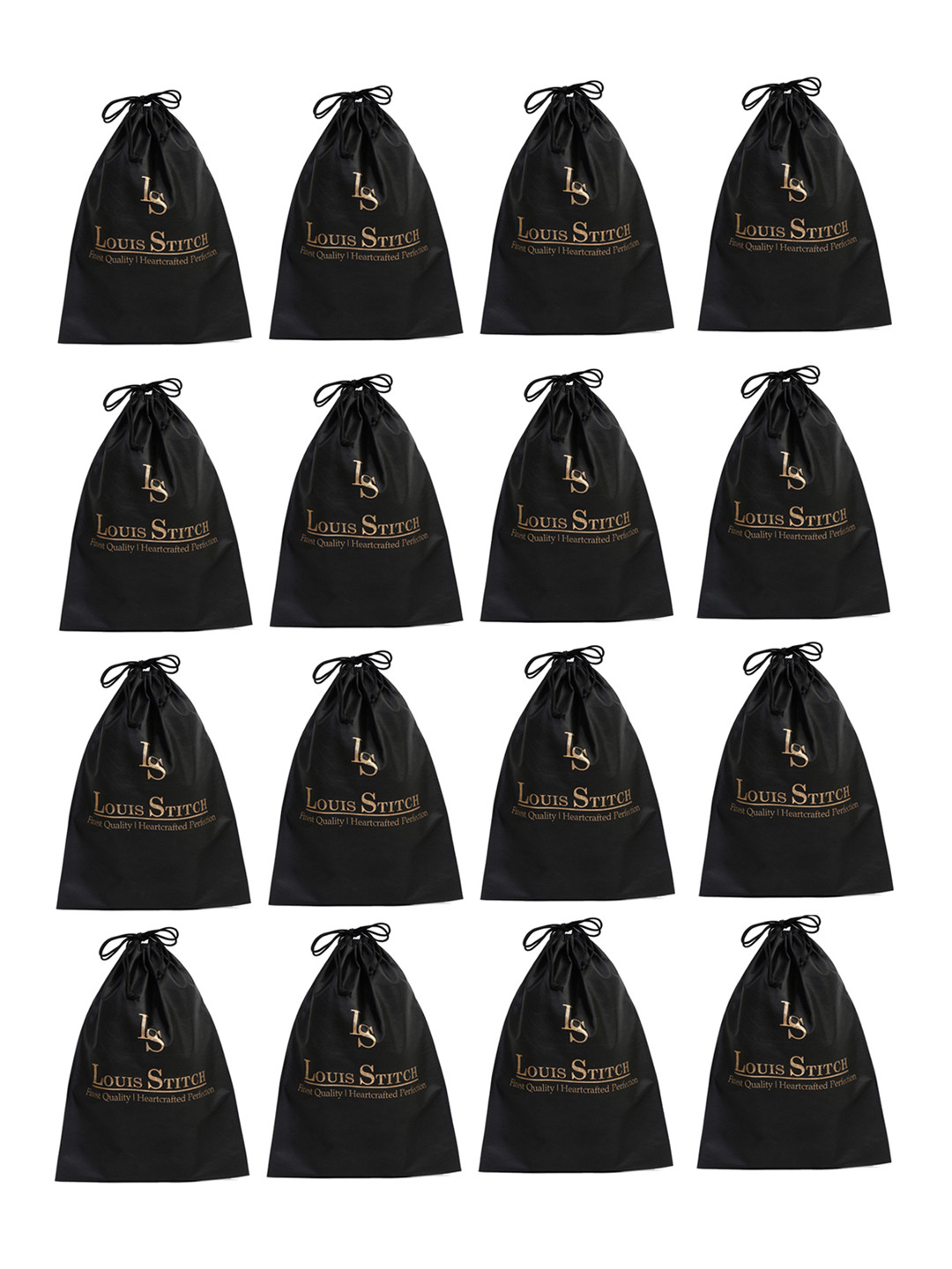 LOUIS STITCH Set of 16 Black Printed Reusable Shoe Bags