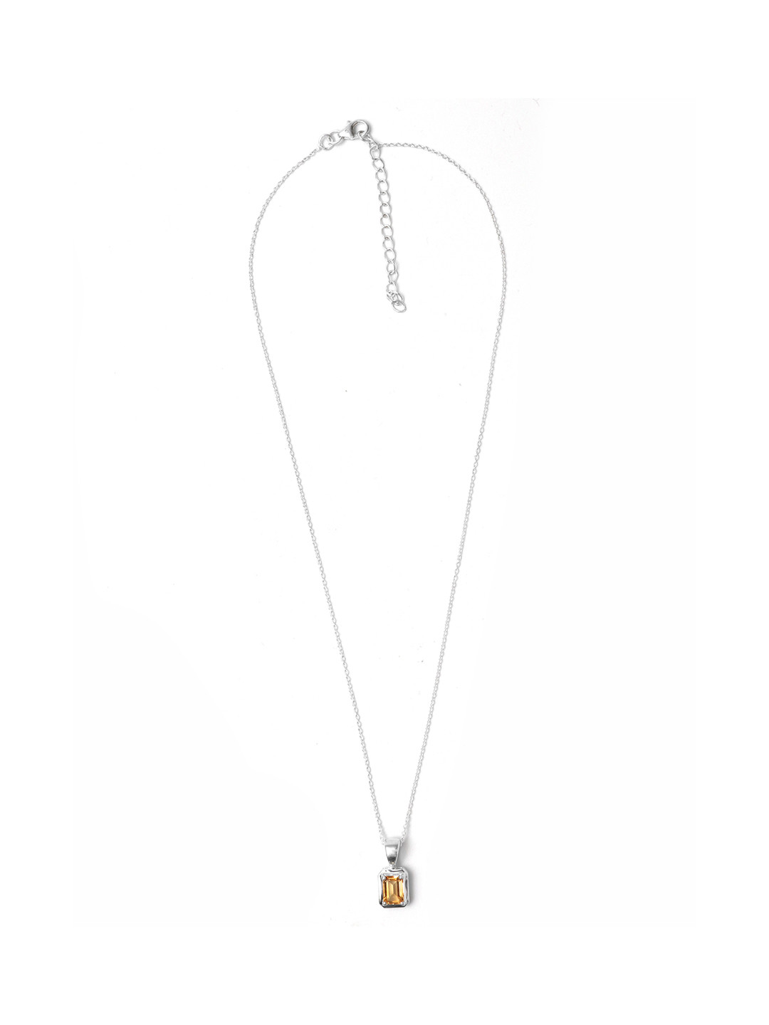 HIFLYER JEWELS Women Rhodium-Plated Yellow & Silver Quartz Gemstone Pendant