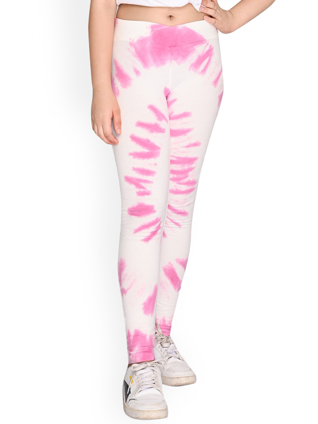 SPUNKIES Girls Pink & White Printed Ankle-Length Leggings