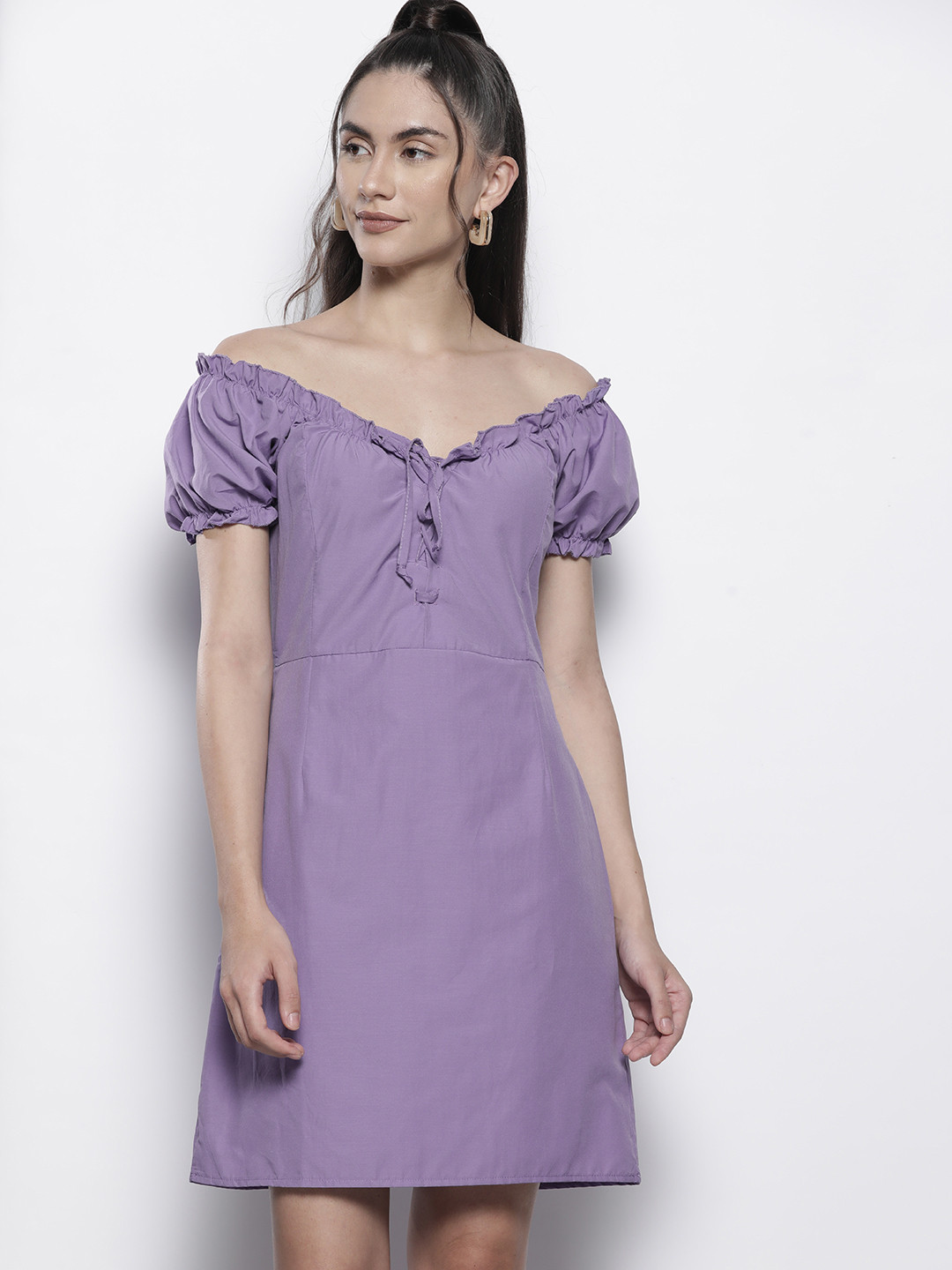 Trendyol Lavender Solid Sheath Dress