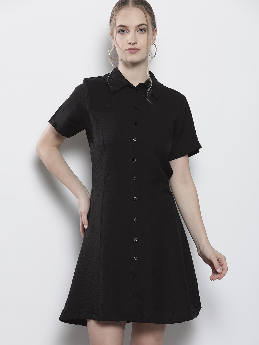 Trendyol Women Black Solid Shirt Dress