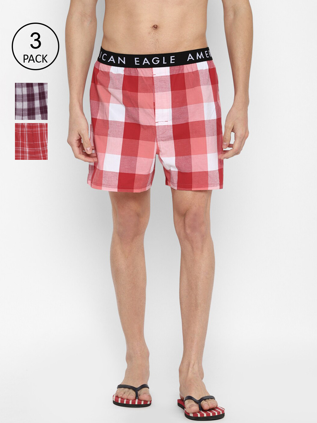 AMERICAN EAGLE OUTFITTERS Men Pack Of 3 Checked Boxers WEC0233619900