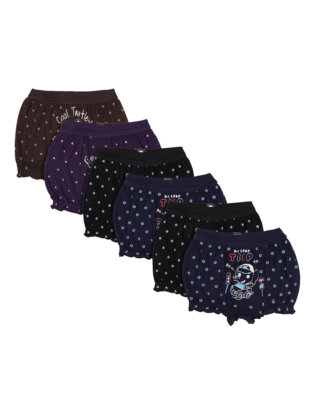 Bodycare Kids Pack Of 6 Black Brown Blue Assorted Cotton Basic Briefs