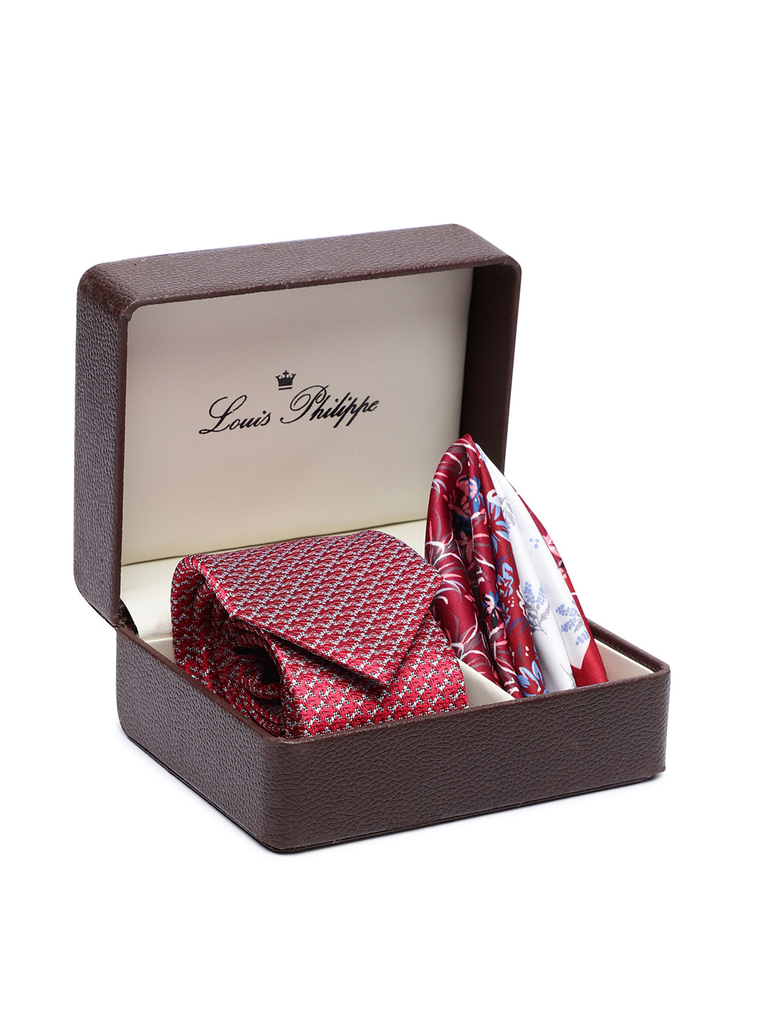 Louis Philippe Men Red Woven Design Accessory Gift Set
