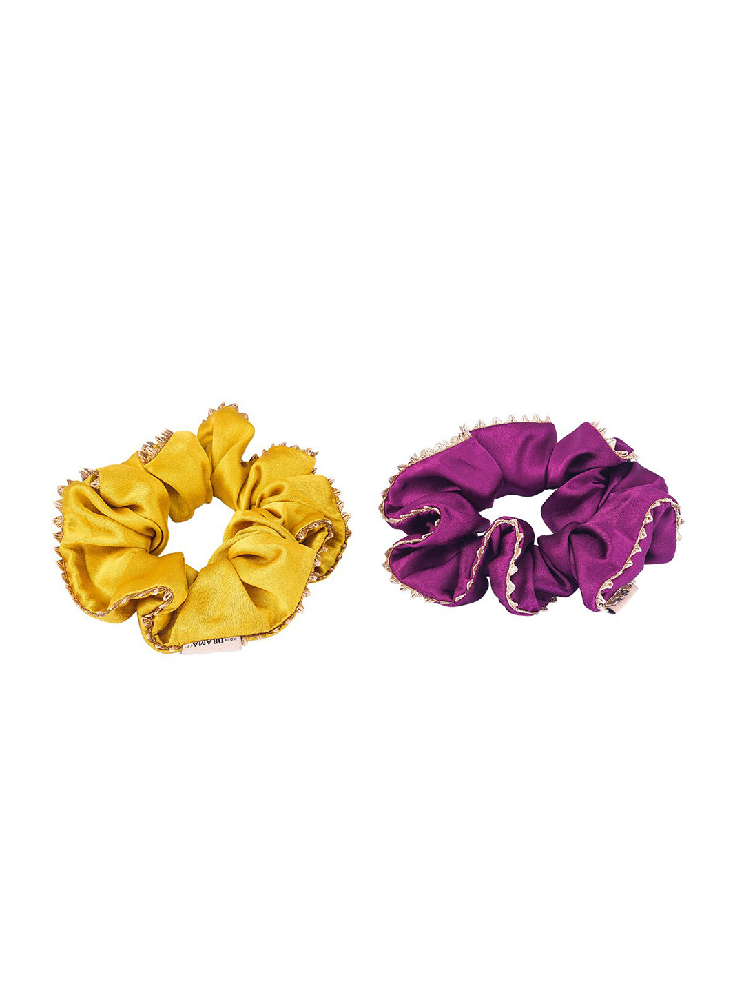 HAIR DRAMA CO. Women Set of 2 Satin Gota Patti Ponytail Scrunchies