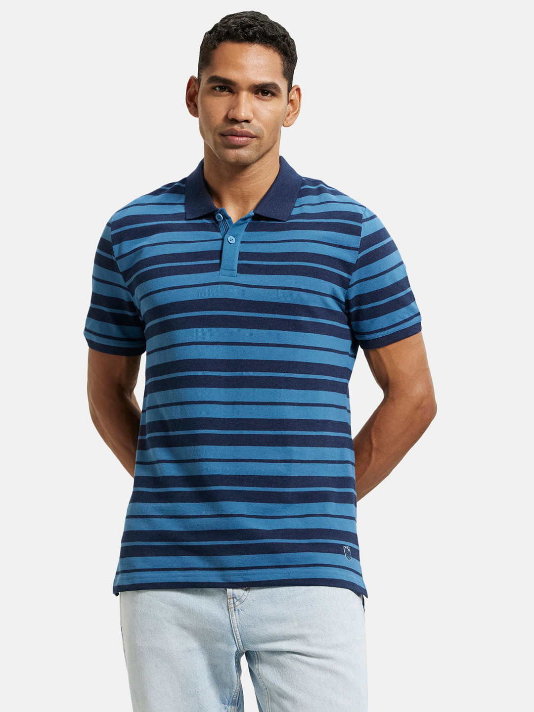 Jockey Super Combed Cotton Rich Striped Half Sleeve Polo T-shirt-US93