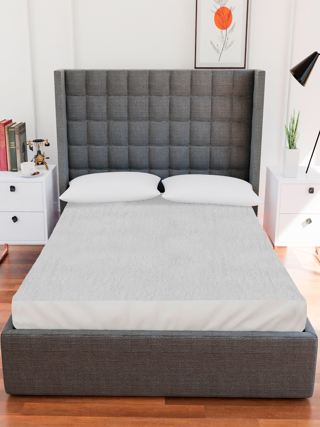 AVI White Solid Queen Size Waterproof Mattress Protector