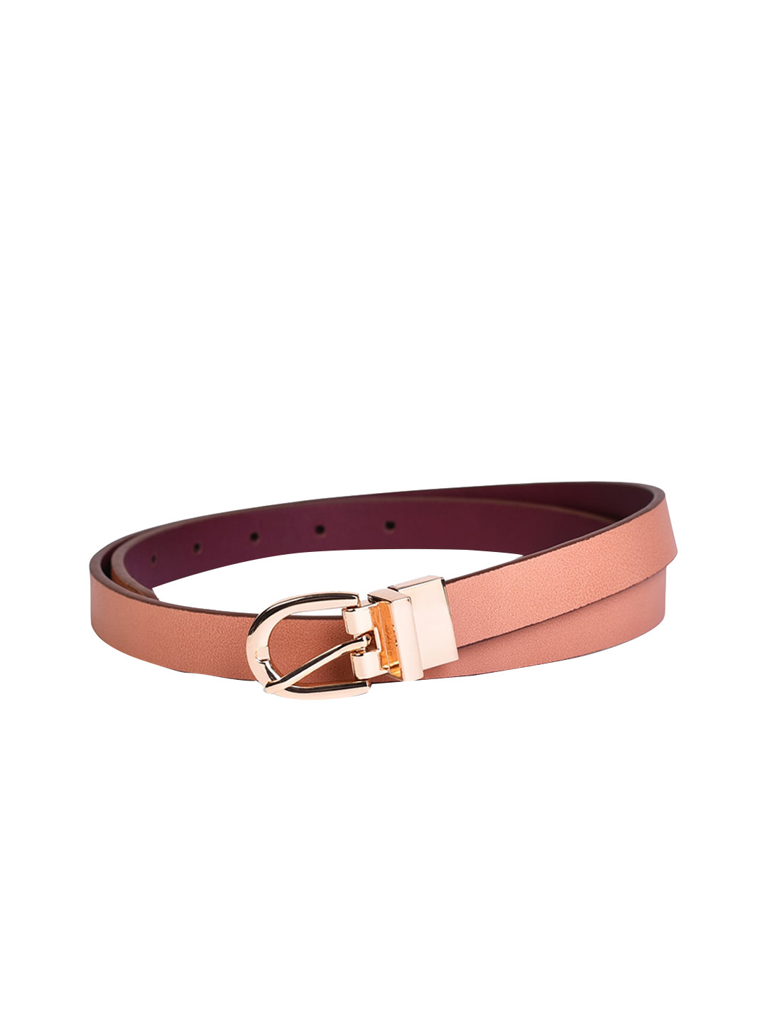 Belwaba Women Pink PU Reversible Belt