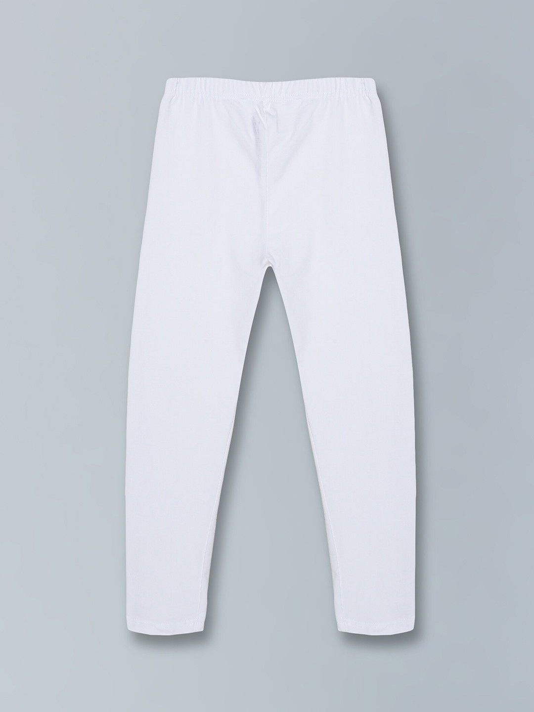 KiddoPanti Girls White Solid Ankle-Length Leggings