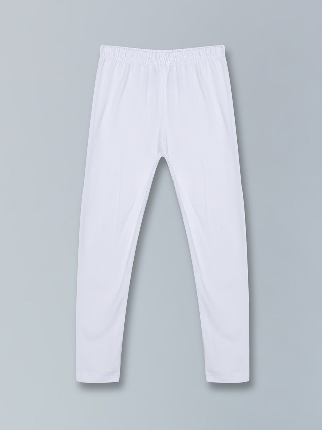 KiddoPanti Girls White Solid Ankle Length Leggings