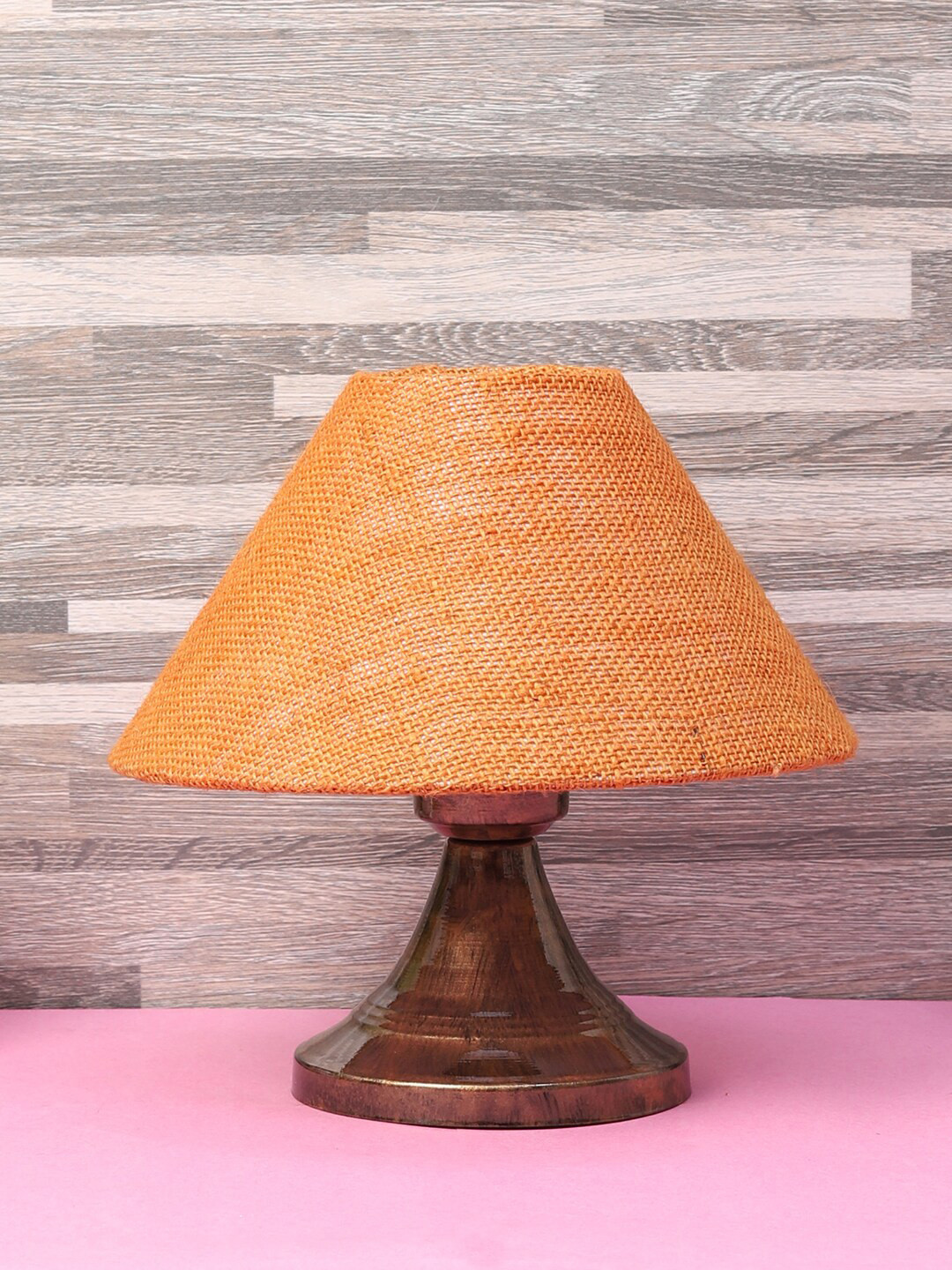 foziq Copper-Coloured & Brown Solid Table Lamps with Shades